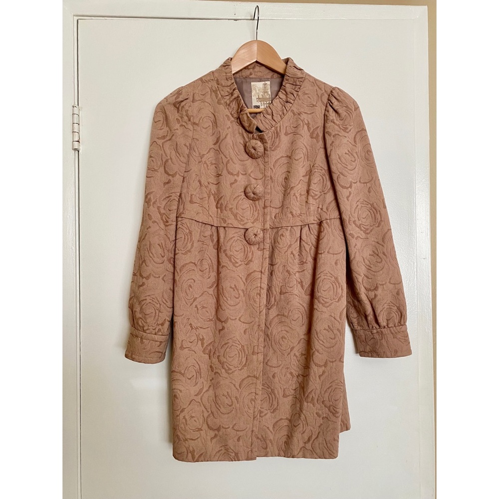 Feminine Pink/Tan Long Coat, S